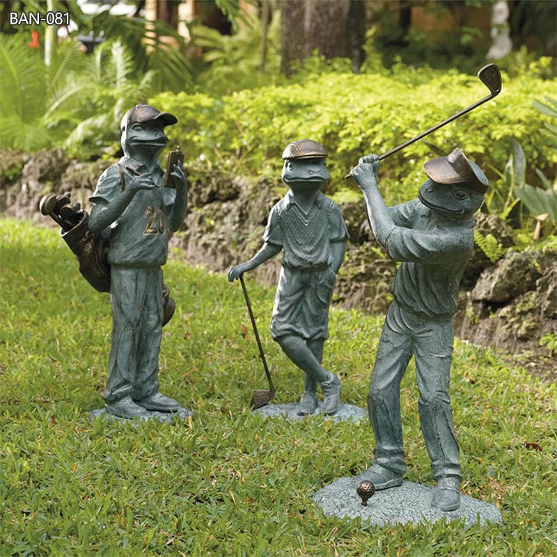 bronze frog golfer statue (1)