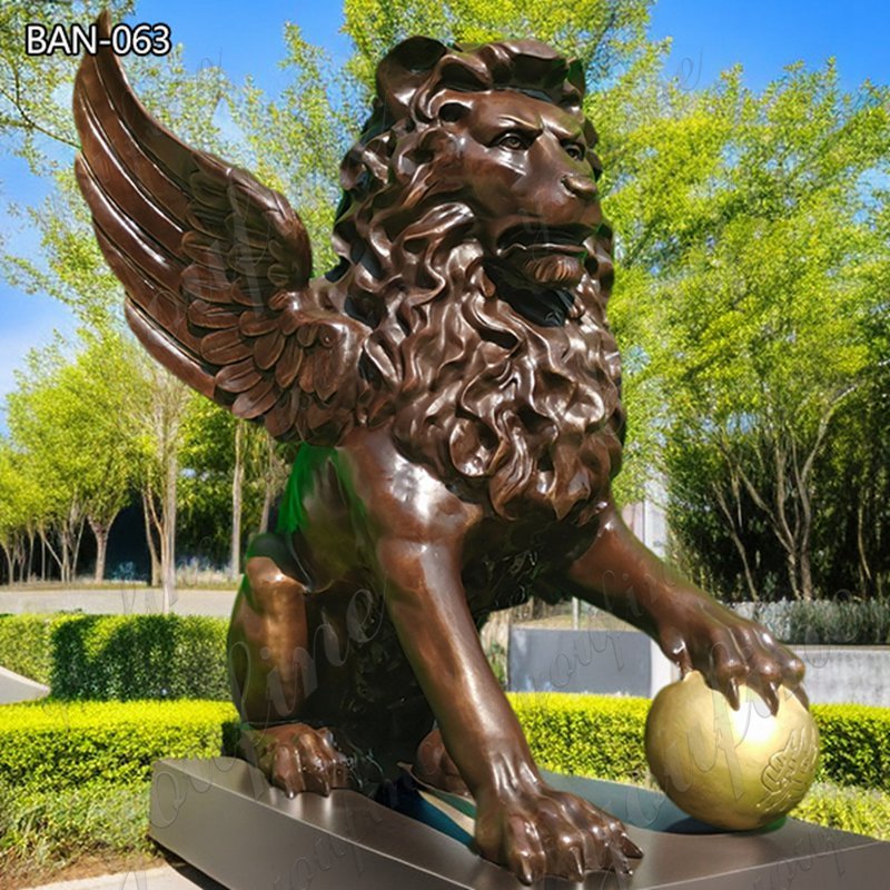 bronze winged lion statues