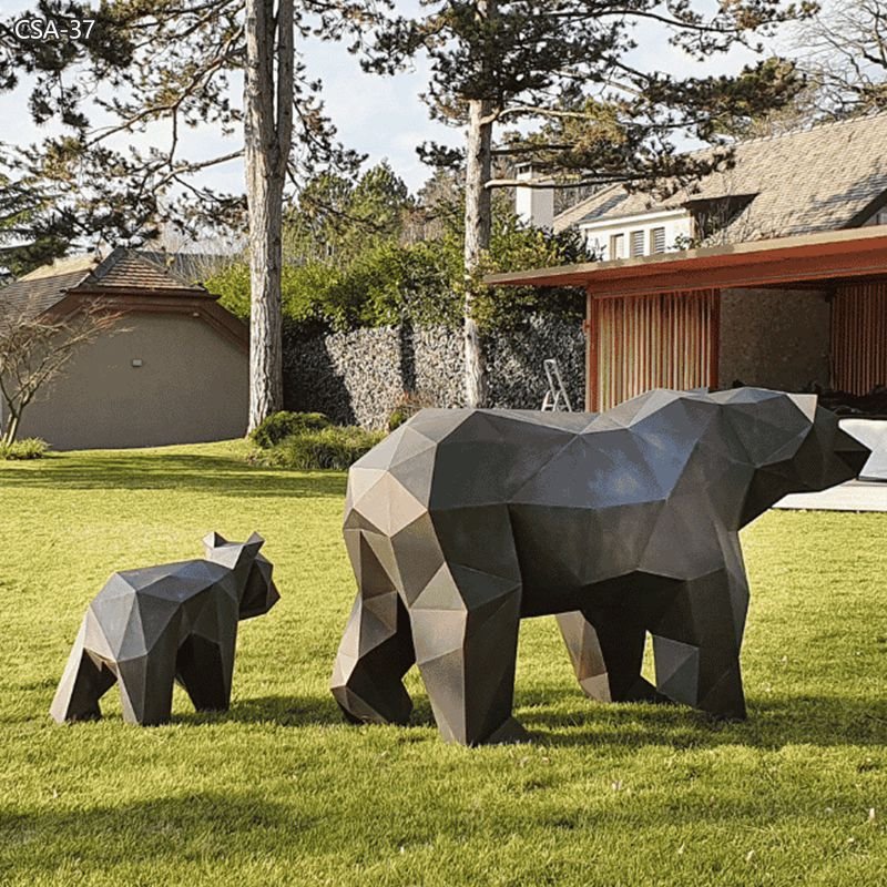 stainless Steel Geometric Bear Statue for Outdoor (3)