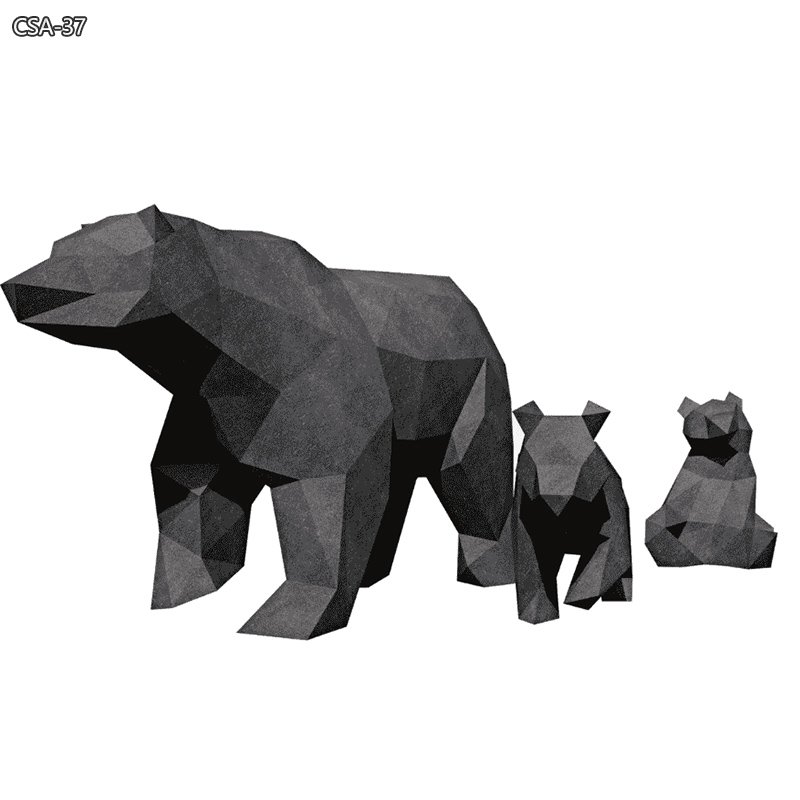 stainless Steel Geometric Bear Statue for Outdoor (7)