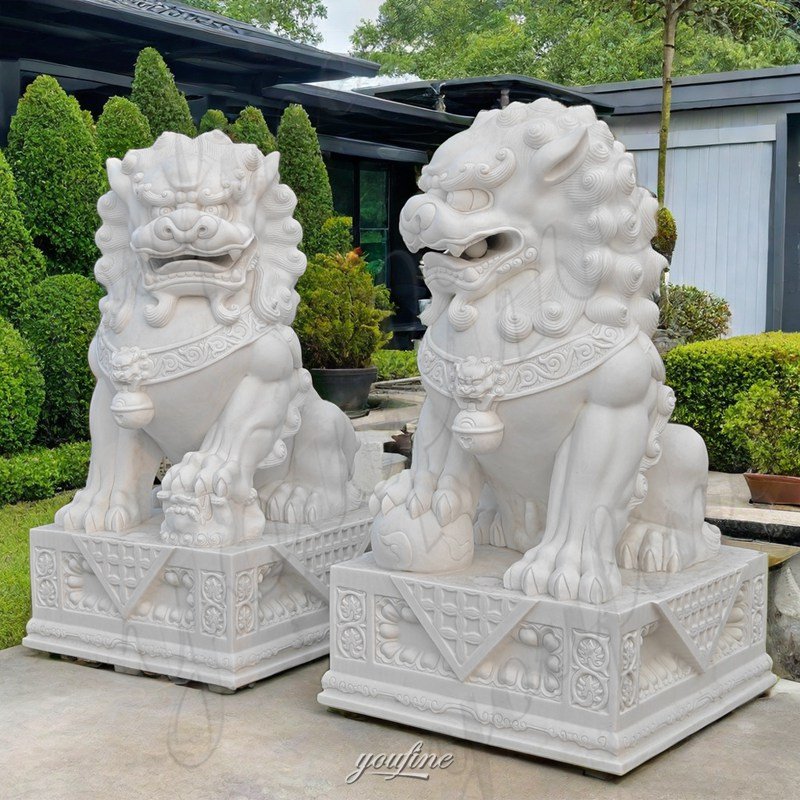 Marble Garden Stone Foo Dogs for Sale (2)