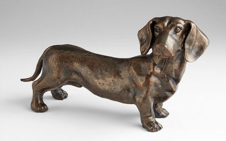 large bronze dog sculpture