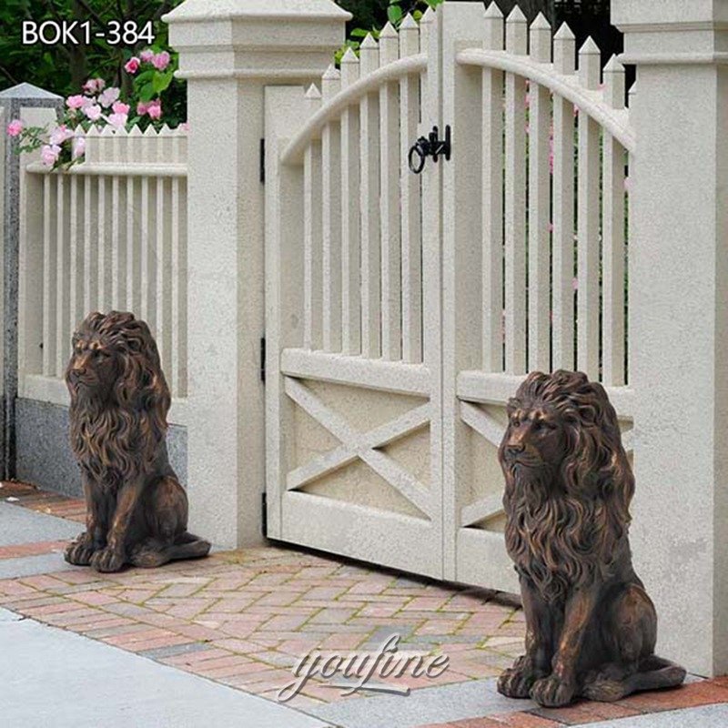 Outdoor Bronze Lion Statues for Driveway Front Porch (6)
