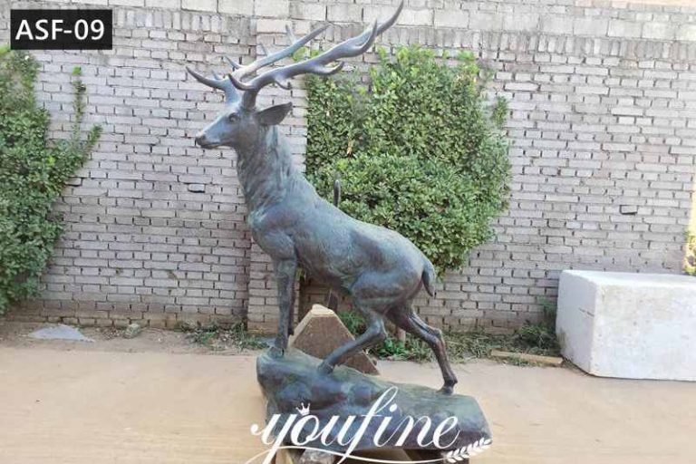 Wholesale Metal Cast Bronze Life Size Elk Statue for Sale ASF-09 (4)