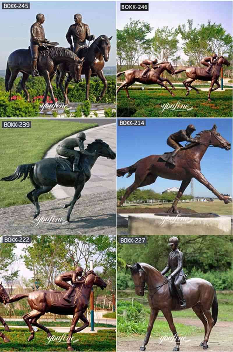 Life Size Bronze Horse and Rider Statue for Racecourse Decor