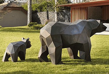 stainless Steel Geometric Bear Statue for Outdoor (8)