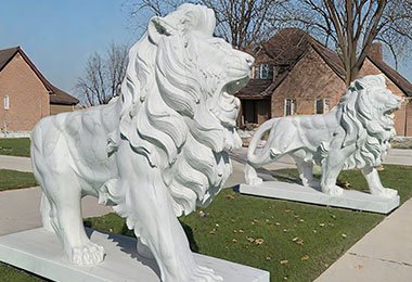 Marble Lion Roaring Statue (1)